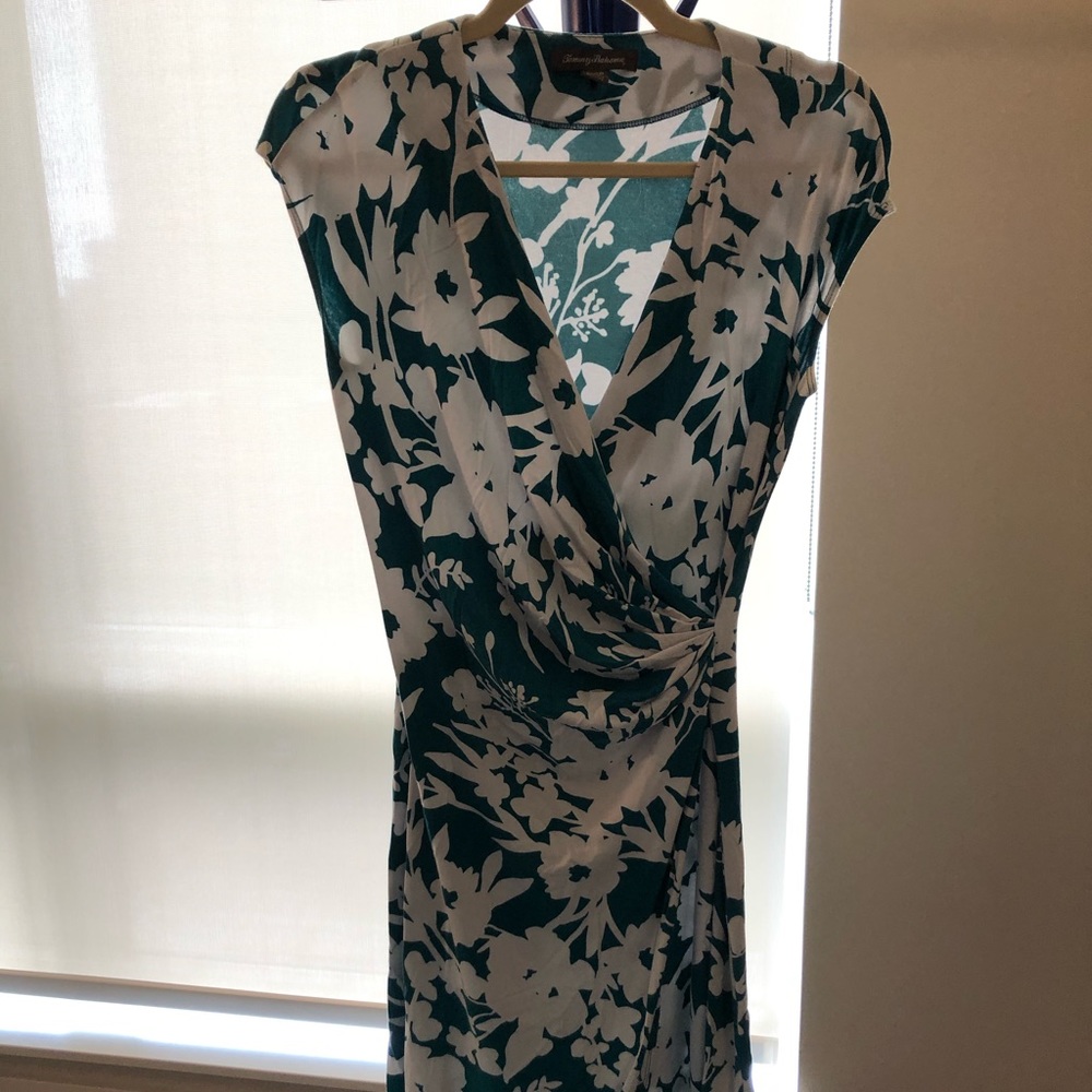 Tommy Bahama Teal/White Floral Cotton Dress XS